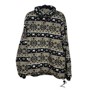 Cheetah Vintage Winter Fleece Cinch Hem Pullover L